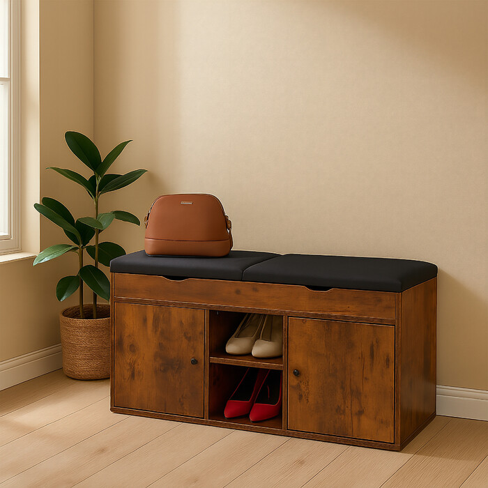 Shoe Bench with Folding Seat
