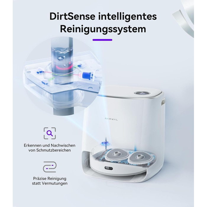 Робот-пилосос NARWAL з функцією миття, 8000Pa, 8N, станція самоочищення 3.5L, LDS-лазерна навігація, керування через додаток, для килима/шерсті домашніх тварин