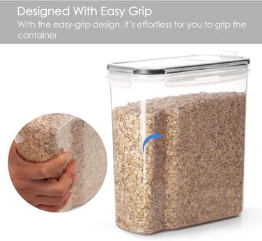 Набір контейнерів Vtopmart 4L: 4 герметичні контейнери для зберігання продуктів, з кришкою, для мюслі та кукурудзяних пластівців, BPA-free, з ручкою та етикеткою