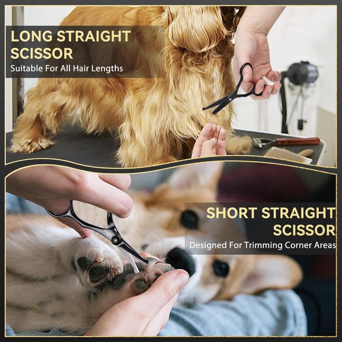 Набір професійних ножиць Nobleza для грумінгу собак та котів, 6 в 1, з нержавіючої сталі 4CR, з гребінцем для догляду за шерстю