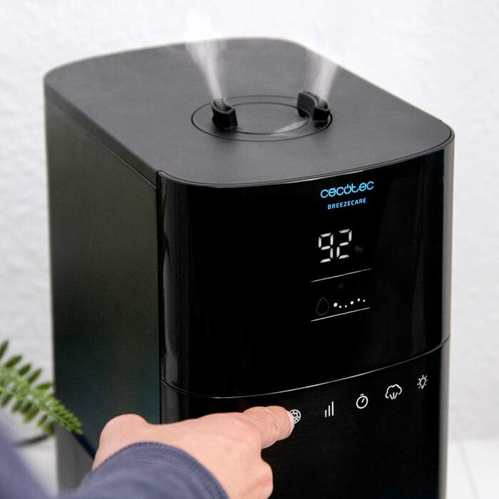 Зволожувач повітря Cecotec BreezeCare 4000 Connected: 6 л резервуар, 400 мл/год, Wi-Fi, сенсорне управління, плазма, 40 м², таймер 12 год, 30W (холодний) / 110W (гарячий)