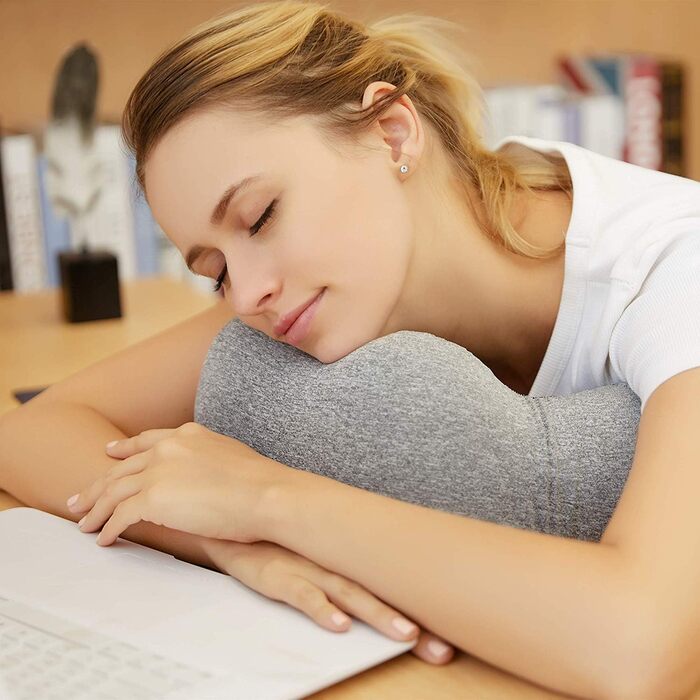 Подушка для шиї Wolke sieben з піною з пам'яті для подорожей (літак, авто) з маскою для сну та навушниками, сіра