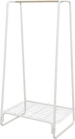 Iris Ohyama Stylish Clothes Rack, Ladder, Includes Hooks, Robust Frame, Non-Slip, For Bedroom, Studio, Closet, Space-Saving, Clothes Drying Rack, Easy Assembly, PI-O150 (White, Chopped Metal Shelf)