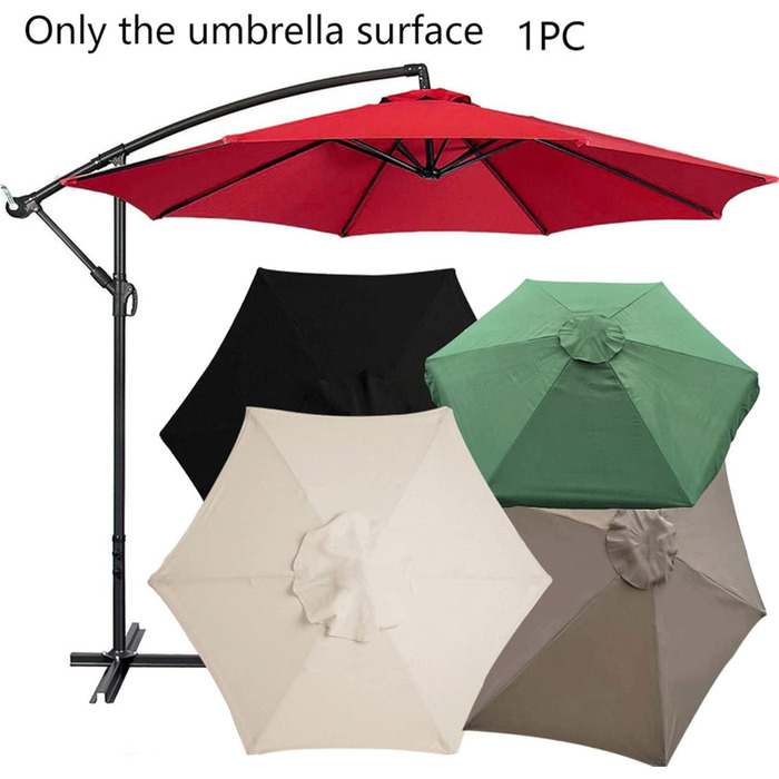TIUTIU Replacement Canopy Cover for Patio Umbrella – 6 Ribs – 2m/2.7m/3m – Waterproof – UV Protection – Replacement Fabric (2.7m/8.9ft, Beige)