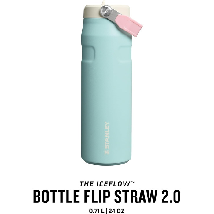 Фляга Stanley Flip Straw 2.0 з трубочкою 1.06 л - термофляка, охолоджує до 17 годин - 4 дні з льодом - без BPA - не протікає - для тримачів напоїв - придатна для миття в посудомийній машині - (700 мл, Poolside)