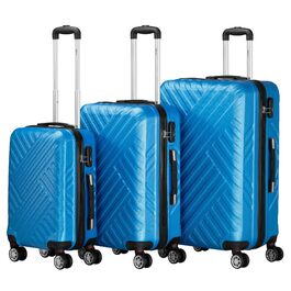 Набір валіз Zelsius 3 шт., блакитний | ABS, з кодовим замком, роздільниками всередині, для ручної поклажі, великий, комплект багажу