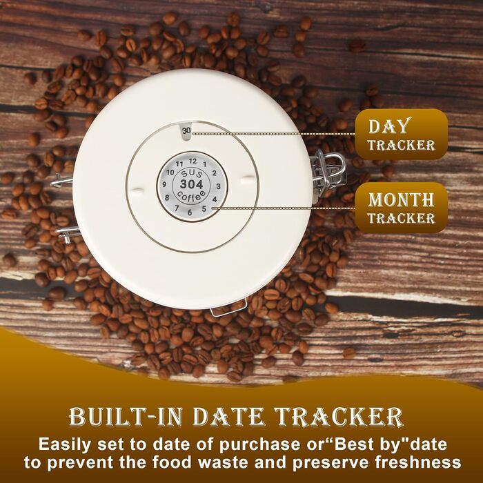 Герметична кавова банка з нержавіючої сталі, 1,8 л, з ложкою, для кави, чаю, горіхів, какао. Збереження свіжості