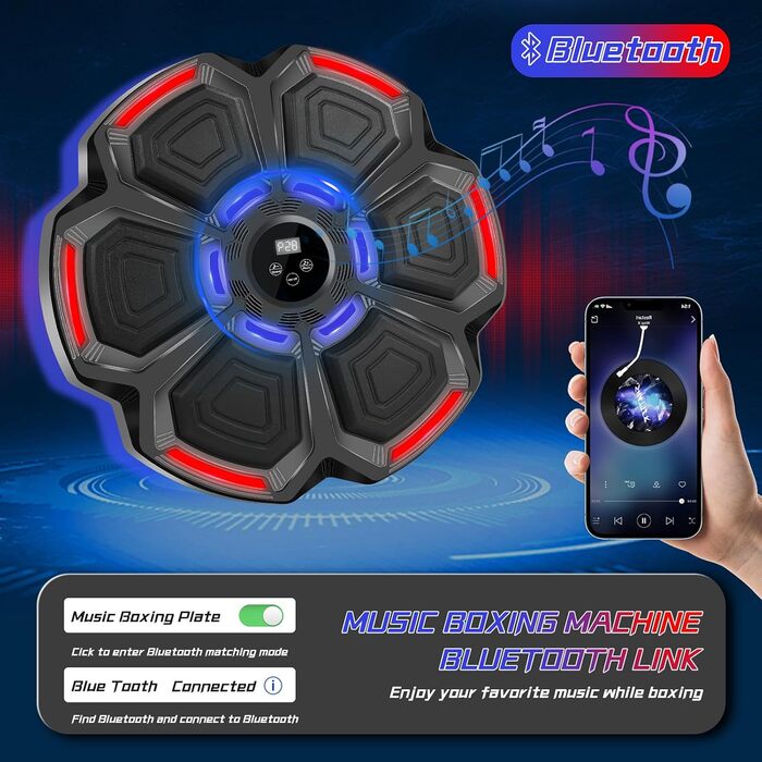 Музична боксерська машина JUOIFIP для дітей та дорослих, Bluetooth бокс-автомат з рукавичками, електронна боксерська машина для дому, фітнес-тренування в приміщенні (Стиль 2)