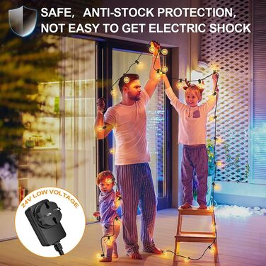 Ланцюжок гірлянд з лампочками 30м, 50+2 LED, IP45, тепле світло для саду, тераси, святкування