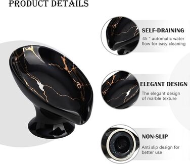 Керамічний підставка для мила, самостійно осушуючий, у формі листка, легко очищається, для ванної кімнати, кухні, душу (білий, чорний)