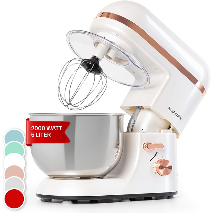 Кухонна машина Klarstein: професійна модель з чашею 5л, 1800W, 6 швидкостей, міксер та тістоміс