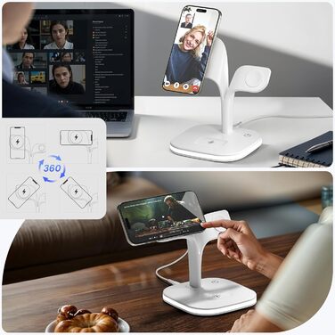 Зарядний пристрій Magsafe 5-в-1 COLSUR для iPhone 17/16/15/14/13/12 Pro Max, Apple Watch 10/9/8/7/6/5/4/SE/2/Ultra, AirPods 4/3/2/Pro - Білий