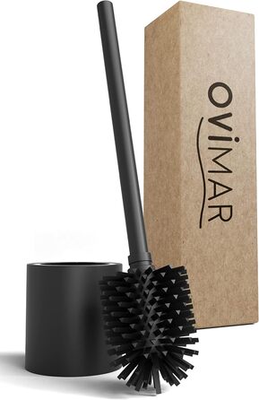 Набір для чищення унітазу Skrova | Силіконова щітка для унітазу | Стійка | Чорний матовий | Змінний насадка | Сучасний дизайн