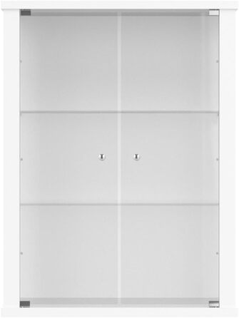 Підвісна вітрина K-Möbel зі скла та бука, 2 скляні полиці, 80x60x25 см, біла, з дверцятами, виробництво Німеччина