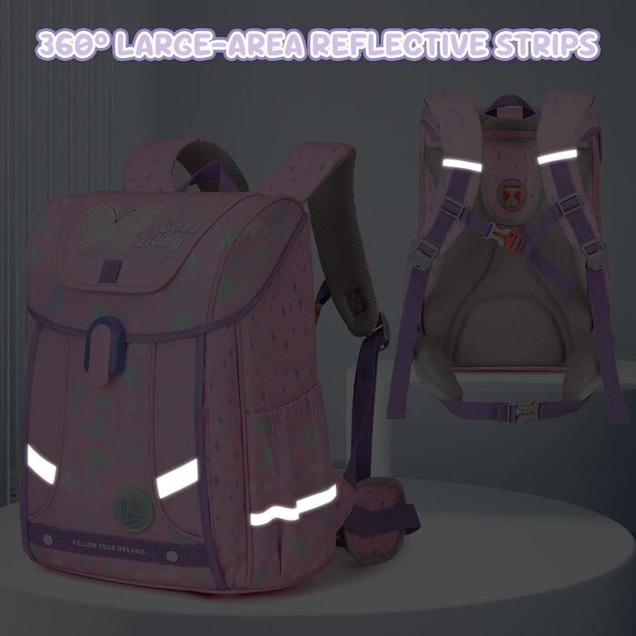 Шкільний рюкзак для хлопчика 1-4 клас. Ергономічний, з нагрудним ременем, 2025. Дитячий рюкзак для школи 6-10 років. Зйомний ремінь та світловідбиваючі елементи (Рожевий)