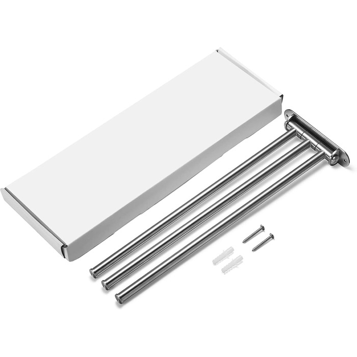 Тримач для рушників у ванну кімнату з 3-ма полицями, поворотний, 40 см, нержавіюча сталь, сріблястий