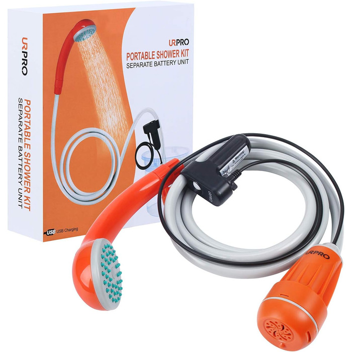 Portable Outdoor Shower Head, Shower Pump, Detachable USB Rechargeable Batteries, Pumps Water from Bucket, for Camping, Hiking, Pet Cleaning, Pet Shower, Car Washing