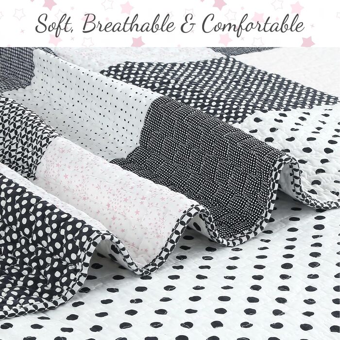 Комплект постільної білизни Cozy Line Home Fashions Moorea Wende-Bettwäsche-Set (3-х частинний) - ковдра, простирадло, наволочки (Чорно-білий, Twin)