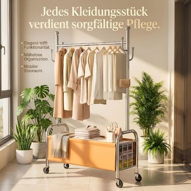 Вішалка для одягу сталева з кошиком для зберігання, навантаження до 115 кг, 3-в-1, для спальні та передпокою UP-R02