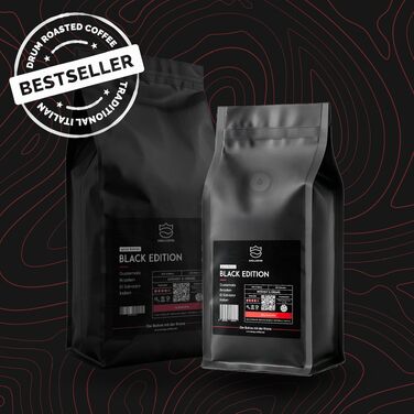 Кава в зернах King's Coffee Black Edition Crema Intense, міцна арабіка для автоматичних та ріжкових кавомашин, низька кислотність, обсмаження в Італії, 1 кг