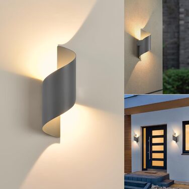 LED вулична/внутрішня бра, 10W, IP65, тепле світло 3000K, вуличні бра, сучасні декоративні світильники Up Down для саду, вітальні, спальні, антрацит