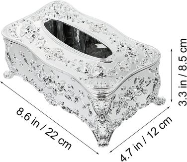 WINOMO 1 Pcs Tissue Box, Tissue Box, Pocket Tissue Box, Retro Tissue Box, Cosmetic Tissue Box, Wet Wipe Box, Tissue Box Dispenser for Office, Kitchen, Living Room, Bedroom, Desk, Silver 1