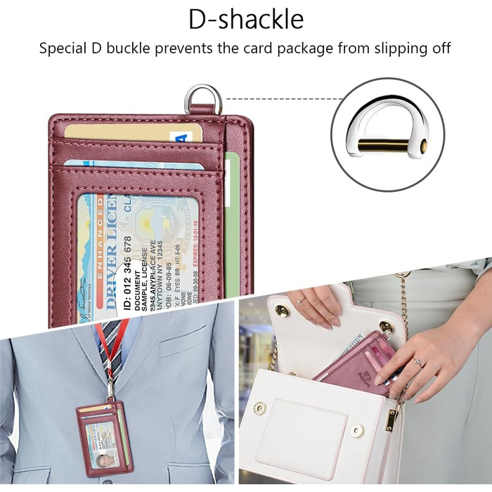 FurArt: Елегантне картхолдер з RFID-блокуванням для чоловіків та жінок, чорний (S, Pearl Burgunderrot)