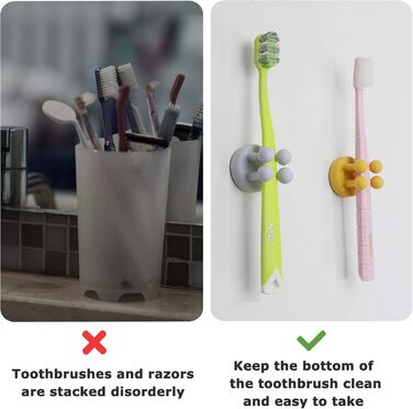 XoYoZo 4-Piece Silicone Toothbrush Holder Multifunctional Hook Waterproof Self-Adhesive Single Toothbrush Hook Toothpaste Holder for Hanging on the Wall Bathroom Kitchen Living Room Office (black)