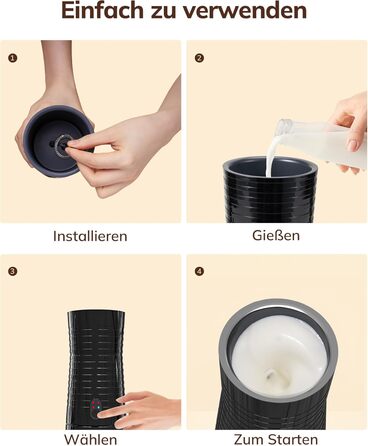 Електричний піноутворювач для молока Morpilot, 650W, нержавіюча сталь, 240мл, для гарячого та холодного молока, шоколаду, миється в посудомийній машині