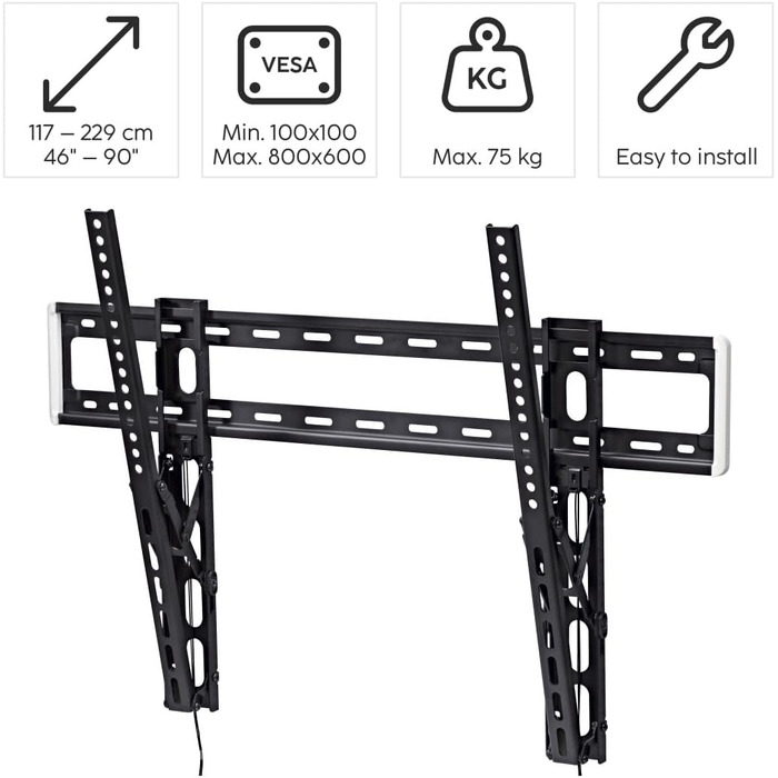 Hama TV Wall Mount Bracket - 37-90 inch TVs, up to 220lbs, VESA 800x400, Fixed Wall Mount with Minimal Wall Clearance, Includes Fischer Anchors & Installation Guide