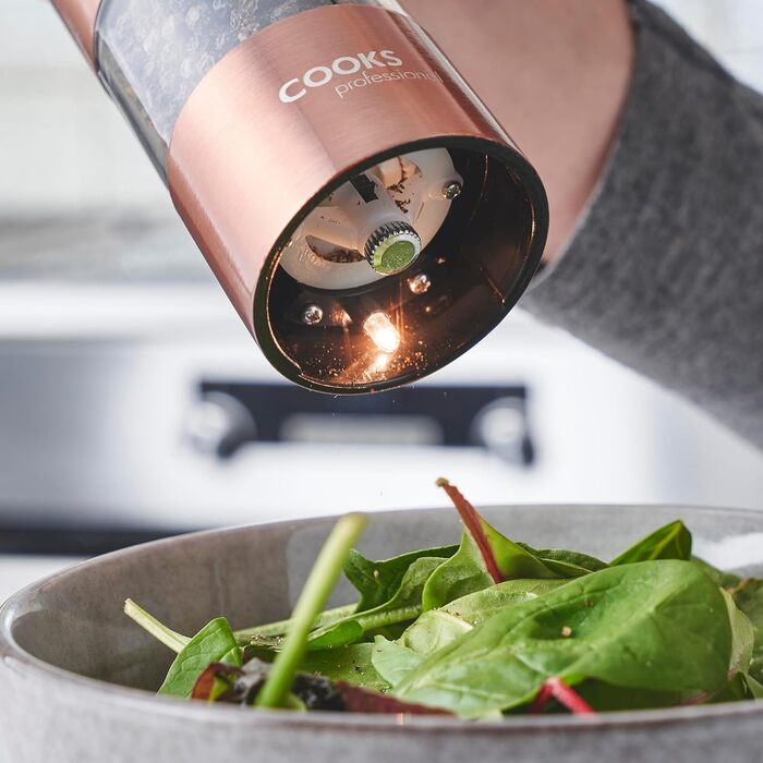 Набір електричних мельниць для солі та перцю Cooks Professional з регулюванням ступеня помелу, нержавіюча сталь, колір мідний