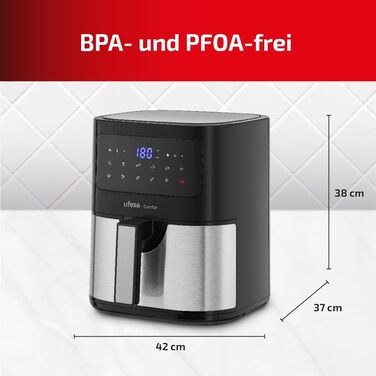 Фритюрниця Ufesa Twist з гарячим повітрям, 2л, 6 програм, 1200W, таймер, 80-200°C, без BPA, антипригарне покриття, Cool-Touch, біла, ексклюзив Amazon