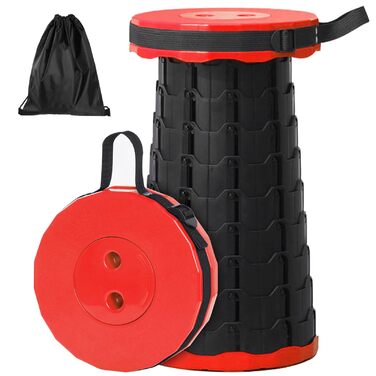 Складний стільчик GeeRic: телескопічний, портативний, для кемпінгу, риболовлі, дітей. Зелений/Червоний