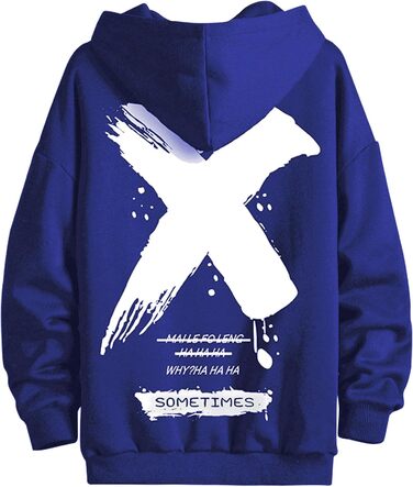 Худі Moshtashio чоловіче базове з капюшоном, світшот з довгим рукавом, класична чоловіча куртка-світшот, унісекс, білий (XL, синій)