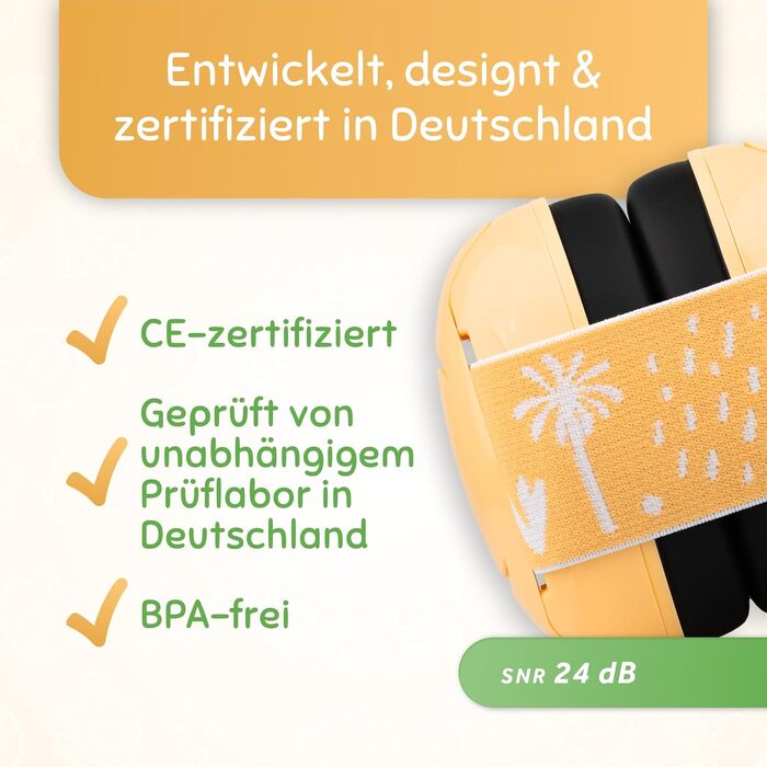 Захисні навушники для немовлят та дітей Schallwerk® Mini+ (Lion Yellow) — шумопоглищаючий захист слуху для малюків, преміум-якість