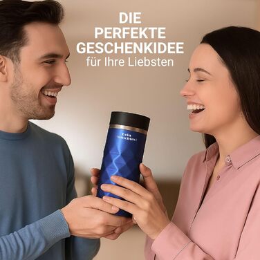 Термокружка Elasto з нержавіючої сталі, 450 мл, з індивідуальною гравіюванням, блакитна. Зручна для кави 'to go', 100% захист від протікання та термоізоляція.