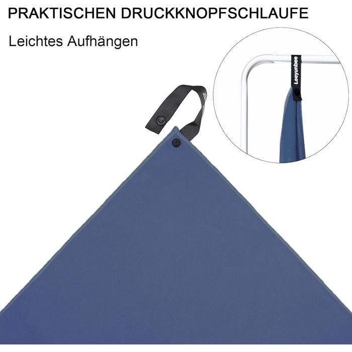 Набір рушників Leeyunbee з мікрофібри (2 шт.) - 160x80 см + 80x40 см, швидковисихаючі, для спорту, подорожей, пляжу, блакитні