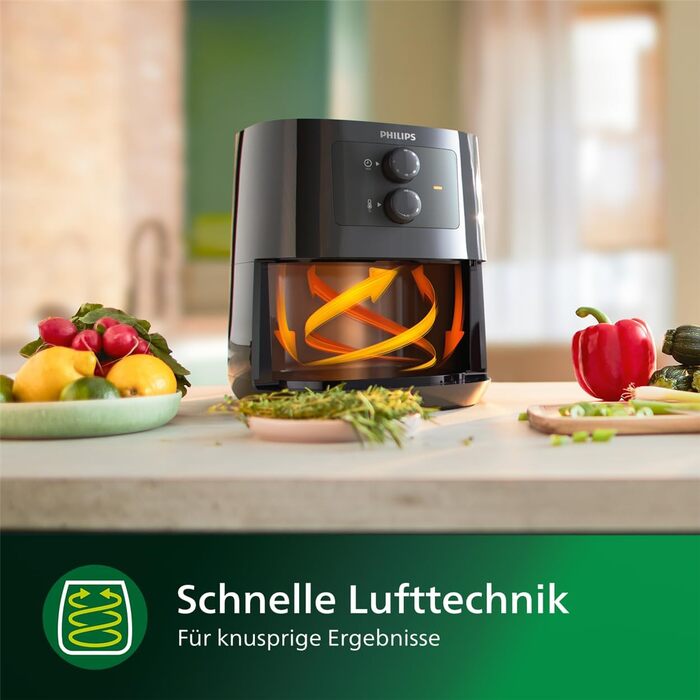Фритюрниця без олії Philips Essential Airfryer 4,1 л, чорна, Rapid Air, контроль температури, додаток HomeID