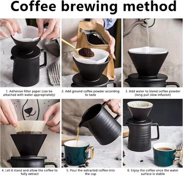 Порцеляновий кавовий фільтр 500 мл з чашкою, кавоварка pour over з керамічним кухлем, кавник з фільтром, багаторазовий кавовий дрипер, білий