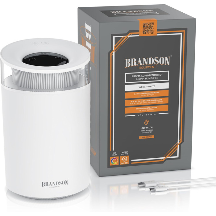 Зволожувач повітря 2,5 л тихий - 7 LED кольорів, 2 режими випуску пари, аромадифузор, для вітальні, дитячої кімнати, спальні - білий