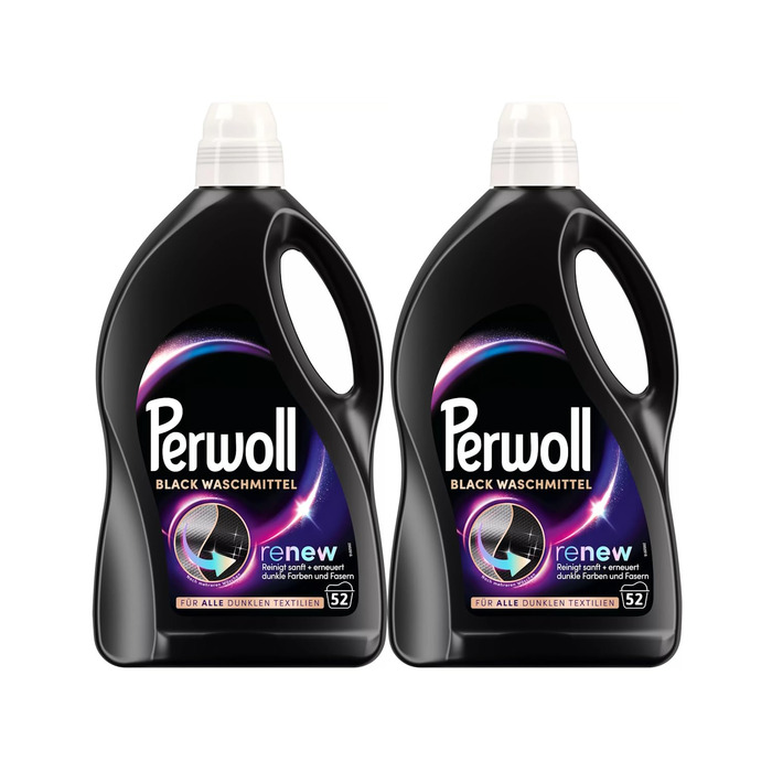 Рідкий засіб для прання Perwoll Renew Schwarz для темних кольорів, 2x52 прання, відновлення кольору та захист волокон тканини
