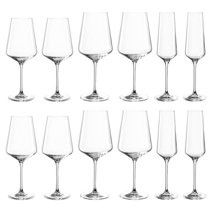 Набір склянок Leonardo Puccini 12шт: біле, червоне вино та шампанське, для посудомийної машини