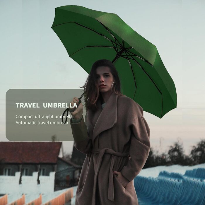 Вітростійкий туристичний парасолька SIEPASA, компактний автоматичний парасолька для подорожей, маленький та портативний