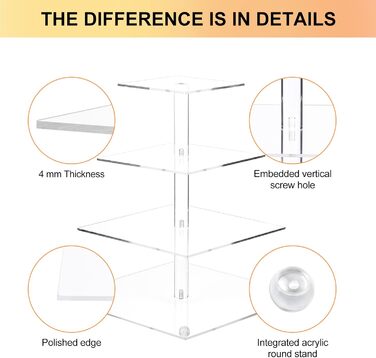 Чотирьох'ярусна підставка для тортів та випічки з акрилу, 30.5 см - для вечірок та свят