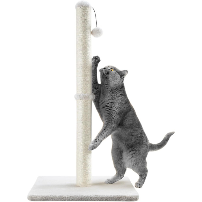 Котячий будиночок Dimaka 86,4 см: високий когтетоп з сизалю та інтерактивною іграшкою для котів