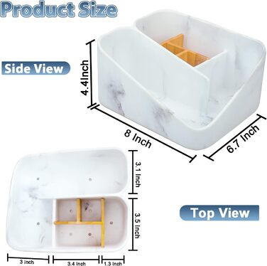 Bathroom toothbrush holder, bathroom organizer, countertop, bathroom storage organizer for toothbrush, vanity countertop, and other items, white marble color