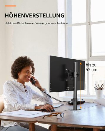 Кронштейн для монітора Suptek для LCD LED екранів 13-27 дюймів, регульований за висотою настільний тримач, VESA 75/100, до 10 кг, чорний
