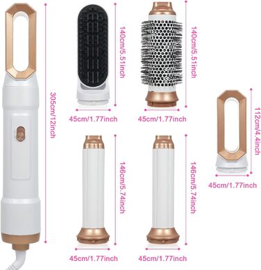 Набір аірстайлера 5 в 1: фен-щітка для волосся, об'єм, випрямлення, укладка