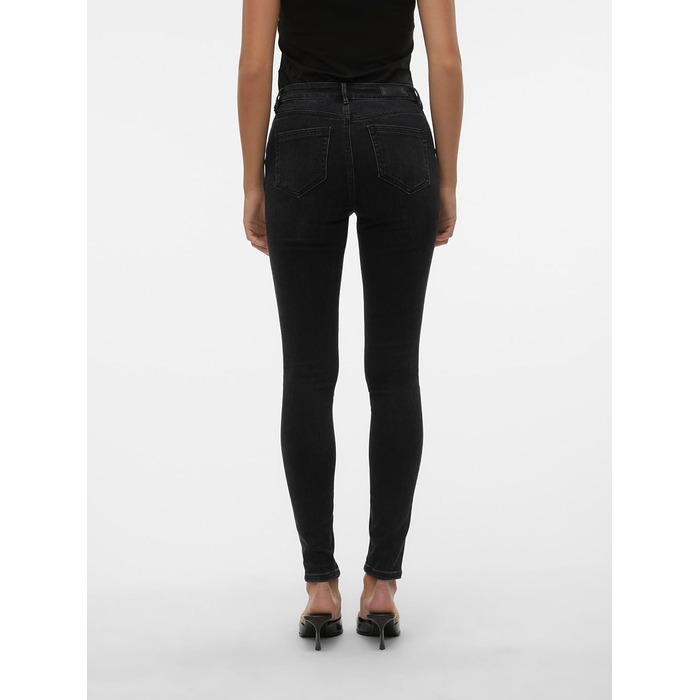 Джинси жіночі VERO MODA Skinny Fit Vmflash Mid Rise, чорний денім, розмір M/30L