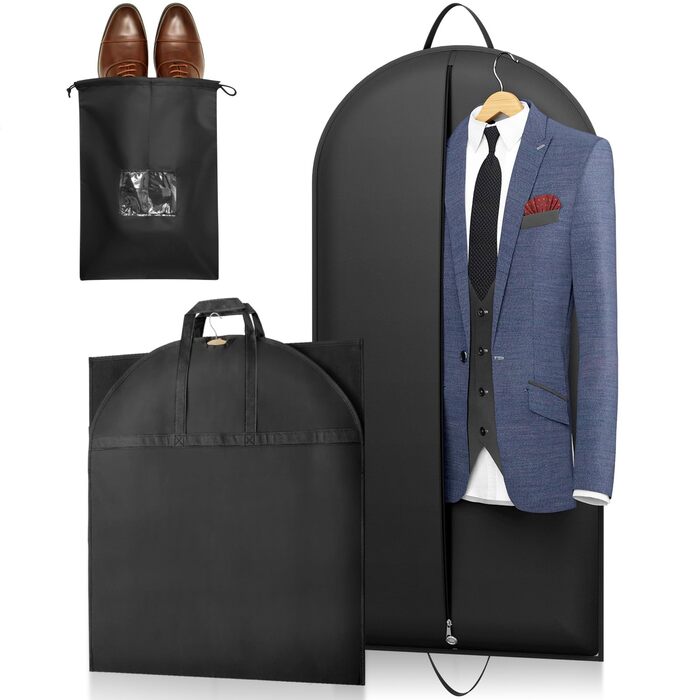 Чохол для одягу Lifewit 120 GSM з мішком для взуття - для костюмів, піджаків, ансамблів. Ідеально для подорожей та зберігання. Розмір 120 x 60 см.